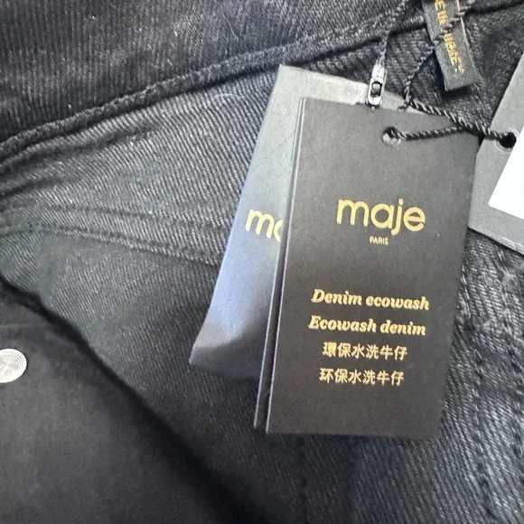 NWT MAJE High Waisted Black Jeans With Split at the Front Size Small - Picture 10 of 12